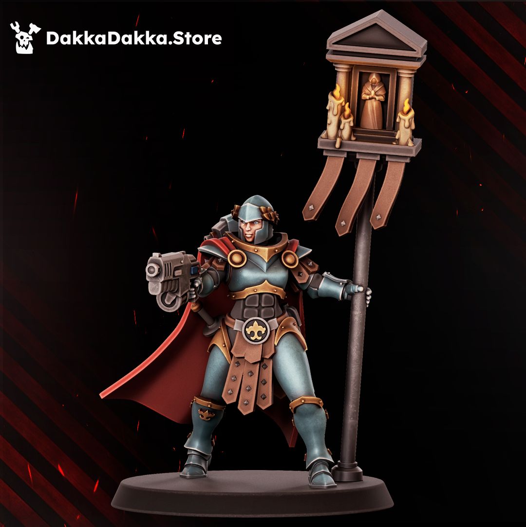 Bellatrix sister with boltgun, female power-armoured battle sister 32mm resin miniature
