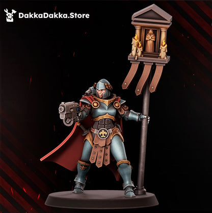 Bellatrix sister with boltgun, female power-armoured battle sister 32mm resin miniature