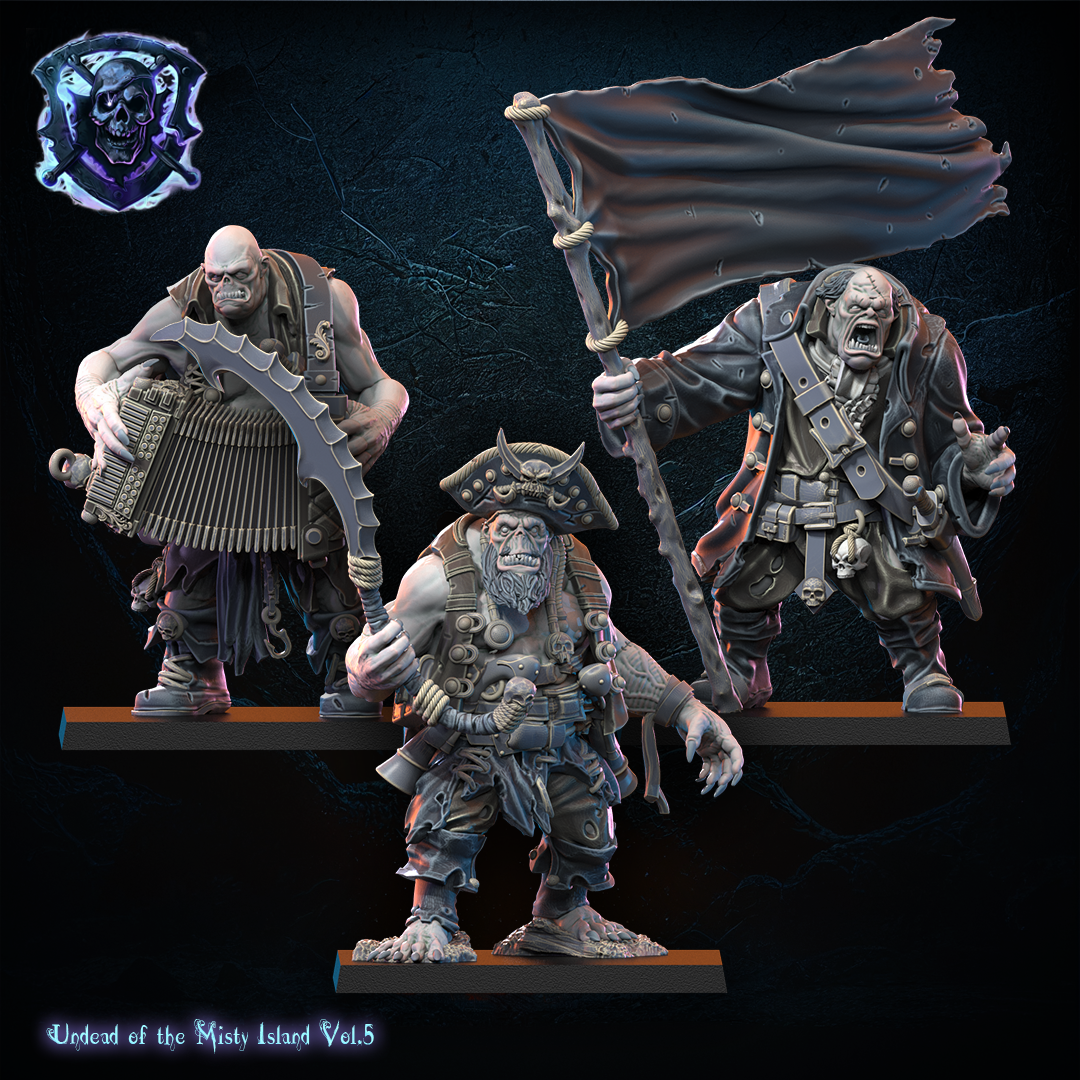 Undead Pirate Ogres Command Group | Undead of Misty Island | Lost Kingdom Miniatures