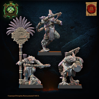 Cuetzpalli Regiment Command Group (Bows) | Saurian Ancients | Lost Kingdom Miniatures