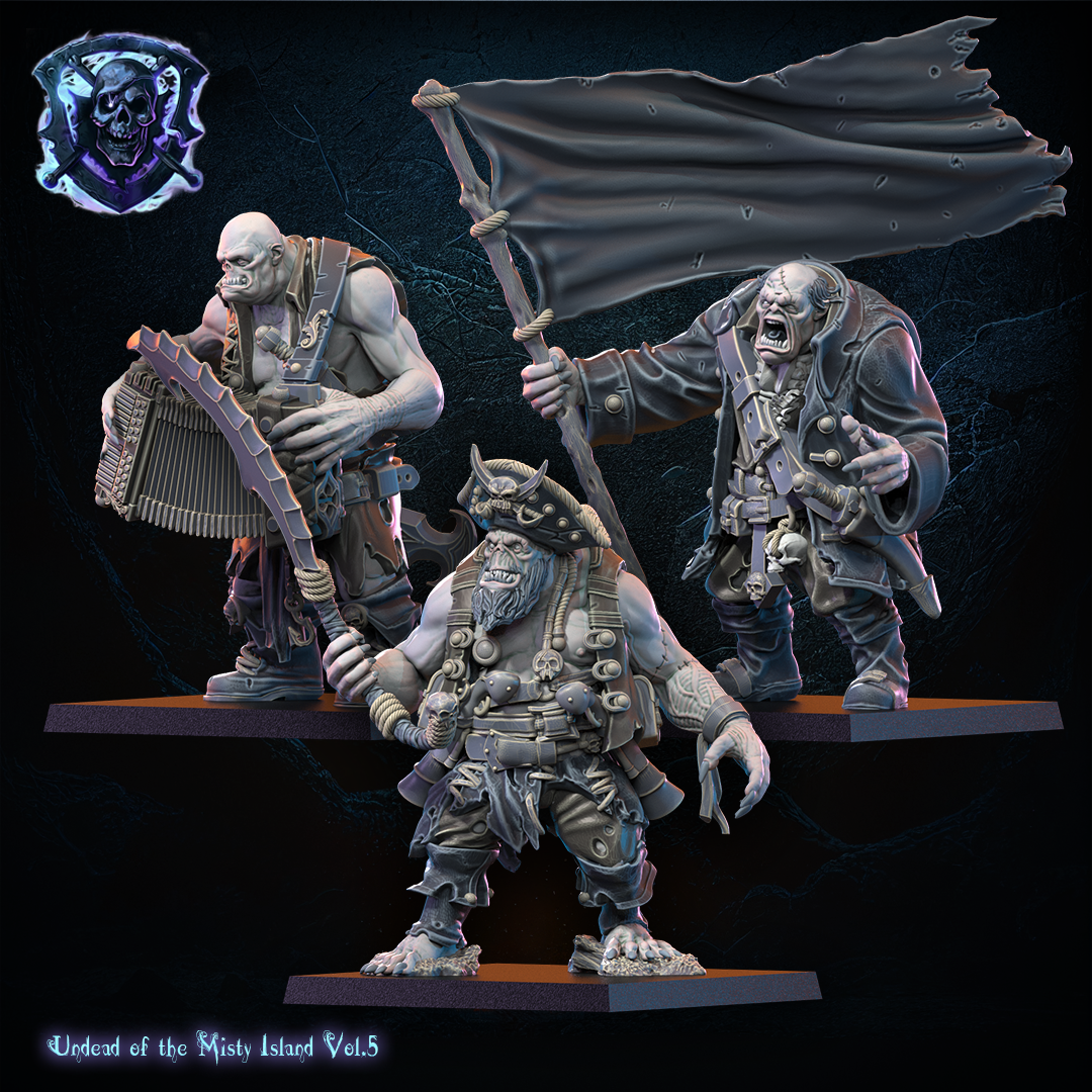 Undead Pirate Ogres Command Group | Undead of Misty Island | Lost Kingdom Miniatures