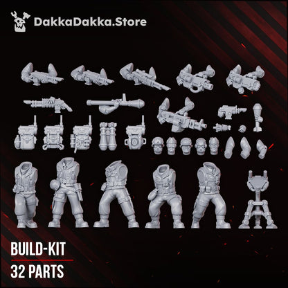 Doomsday Veterans Brigade resin build kit parts, 28-32mm Astra Militarum proxy