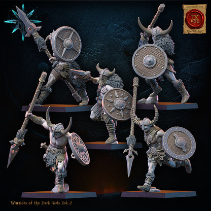Male or Female Barbarian Regiment with Spears/Axes | Warriors of the Dark Gods | Lost Kingdom Miniatures