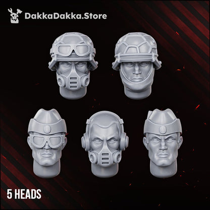 Doomsday Veterans Brigade resin build kit parts, 28-32mm Astra Militarum proxy