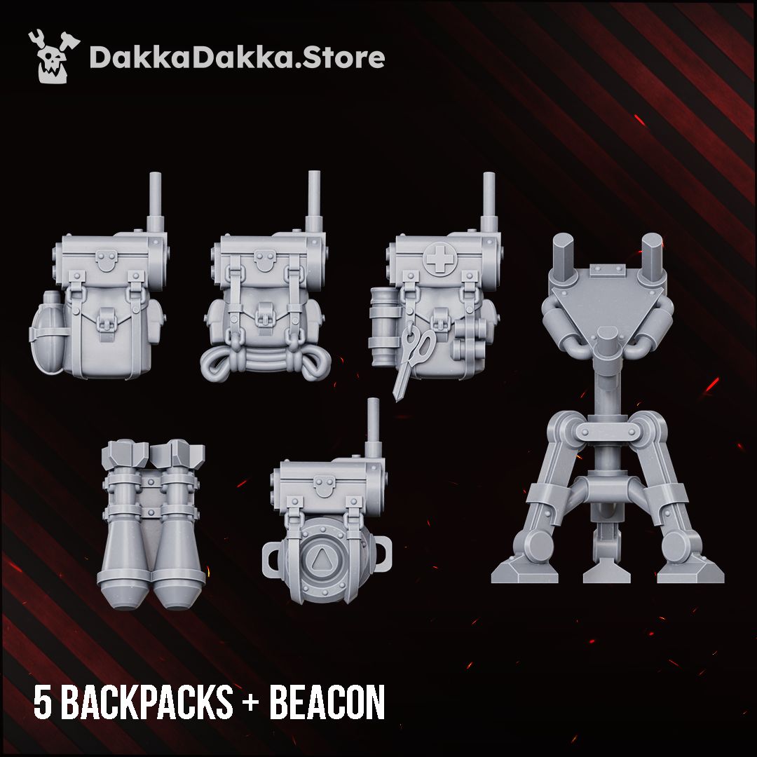 Doomsday Veterans Brigade resin build kit parts, 28-32mm Astra Militarum proxy