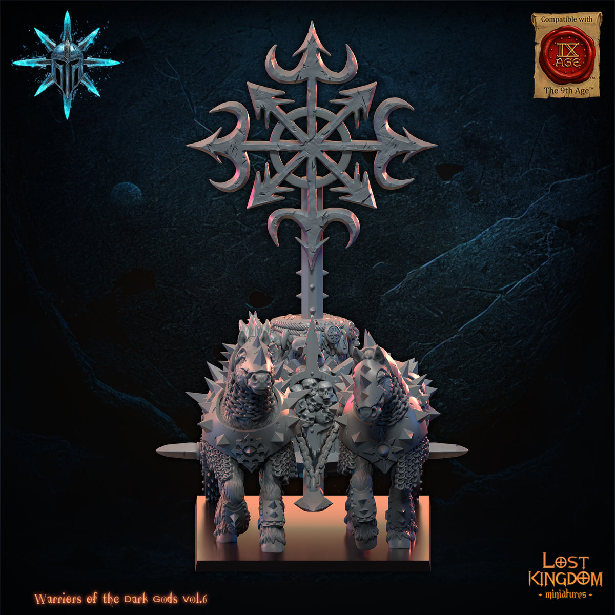 Dark Battleshrine, three-quarter view from the right, Lost Kingdom Miniatures render