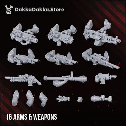Doomsday Veterans Brigade resin build kit parts, 28-32mm Astra Militarum proxy