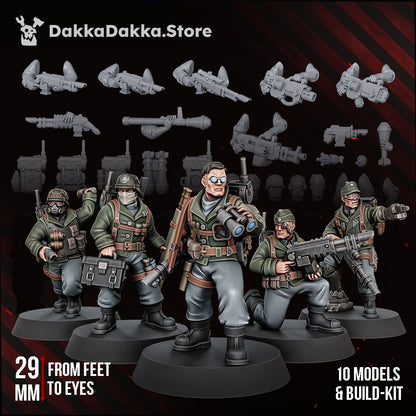 Doomsday Veterans Brigade resin build kit parts, 28-32mm Astra Militarum proxy
