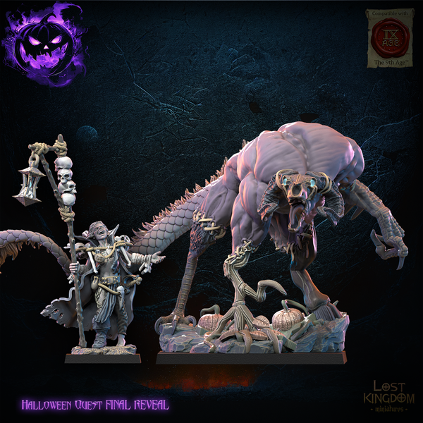 Necromancer with Abomination | Undead of Misty Island | Halloween Quest | Lost Kingdom Miniatures