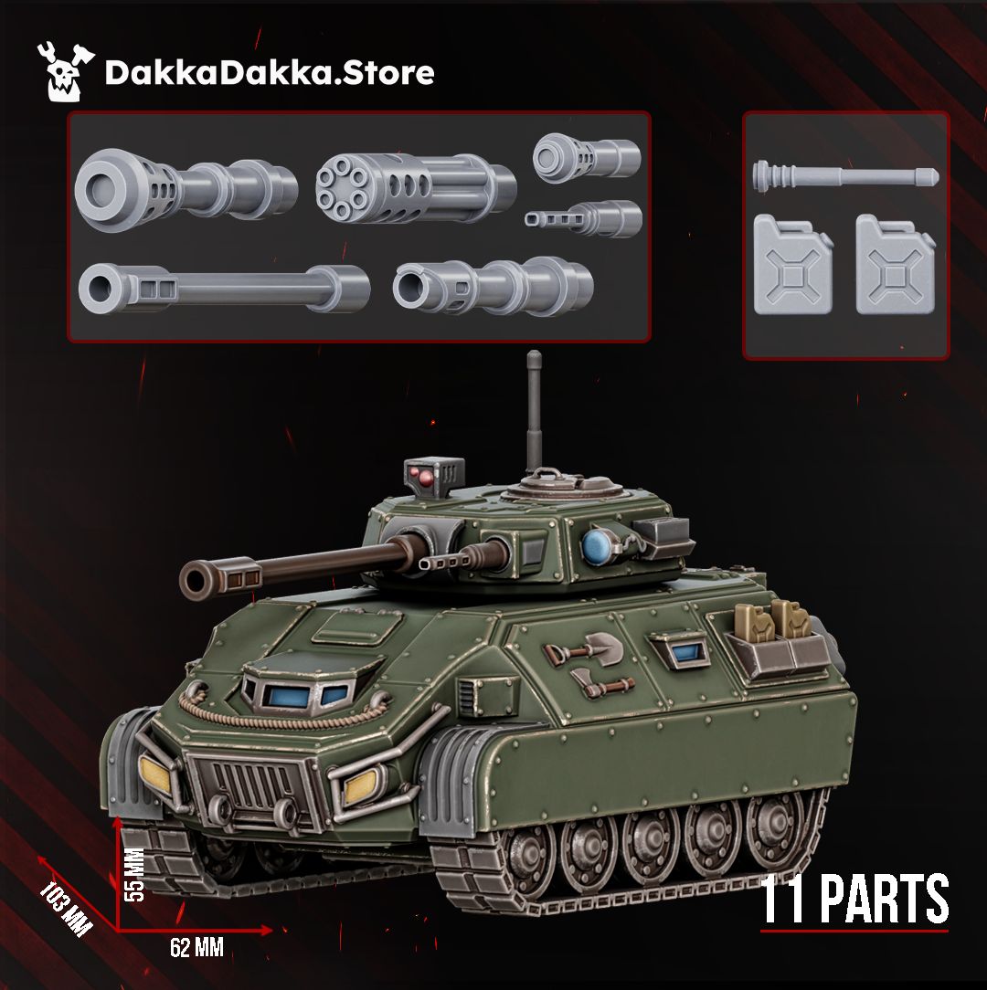 Saber WAV S-6 light tank with its four alternate main gun barrels, sci-fi resin tank miniature by Dakka Dakka Store