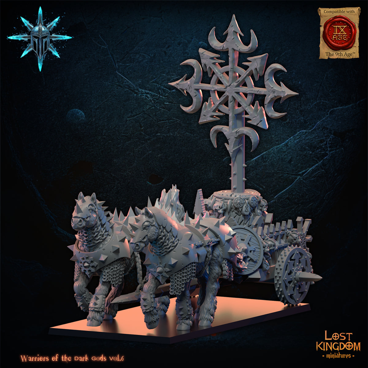Dark Battleshrine, three-quarter view from the left, Lost Kingdom Miniatures render