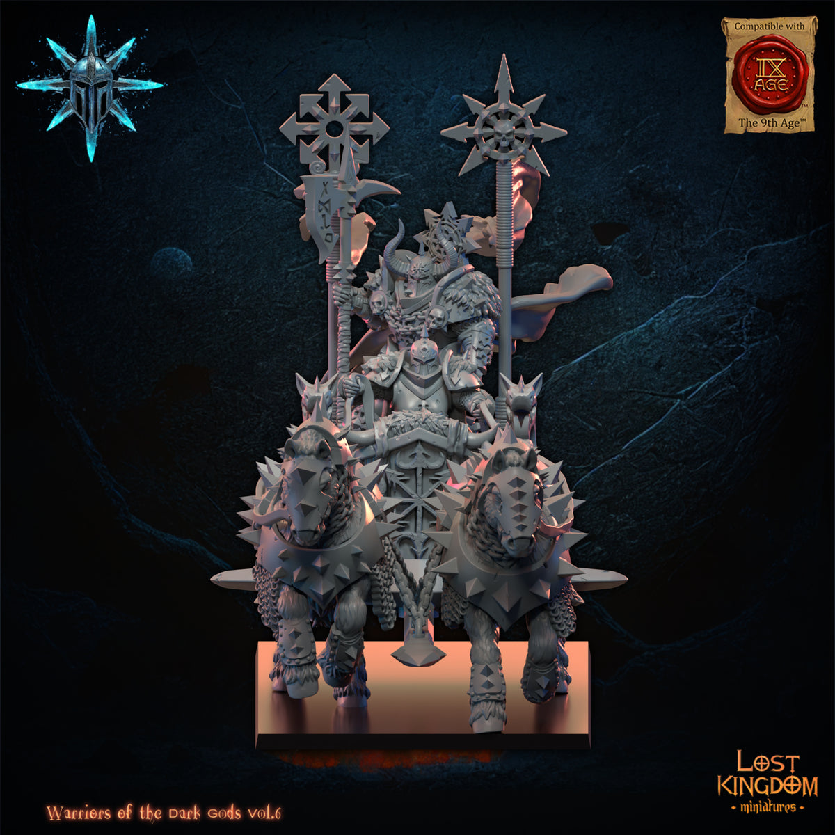 Dark Chariot, three-quarter view from the right, Lost Kingdom Miniatures render