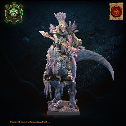 Itzcueye, Cuetpalli Heroine on Ceratomimus | Saurian Ancients | Lost Kingdom Miniatures