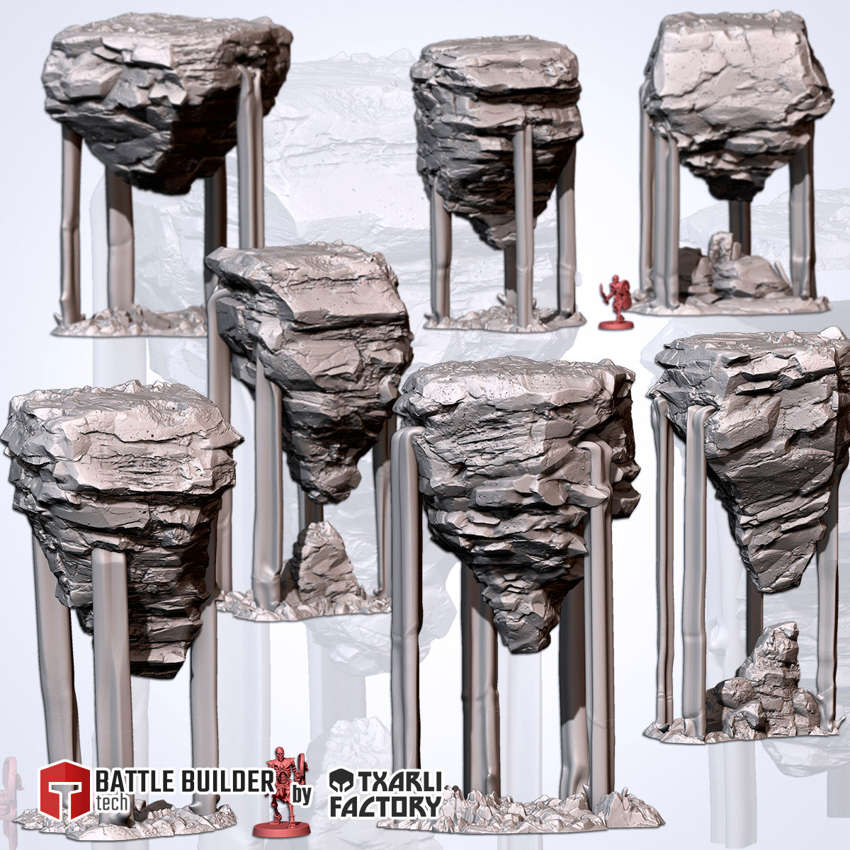 Floating Rocks with Waterfalls | Scatter Terrain | Txarli Factory ...