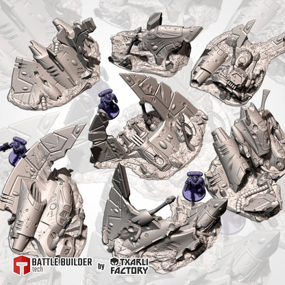 Crashed Xenos Spaceships | Scatter Terrain | Txarli Factory
