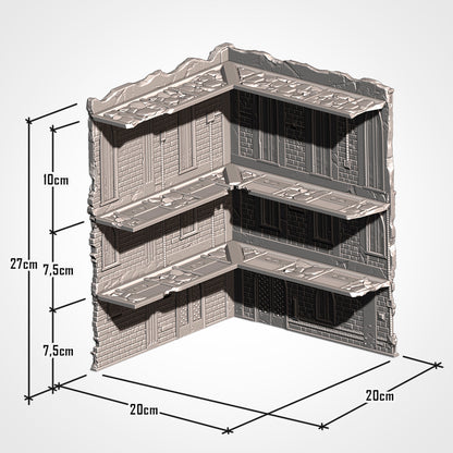 Large Ruin: interior view with floor decks, 20 x 20 cm footprint, 27 cm tall (Txarli Factory render)