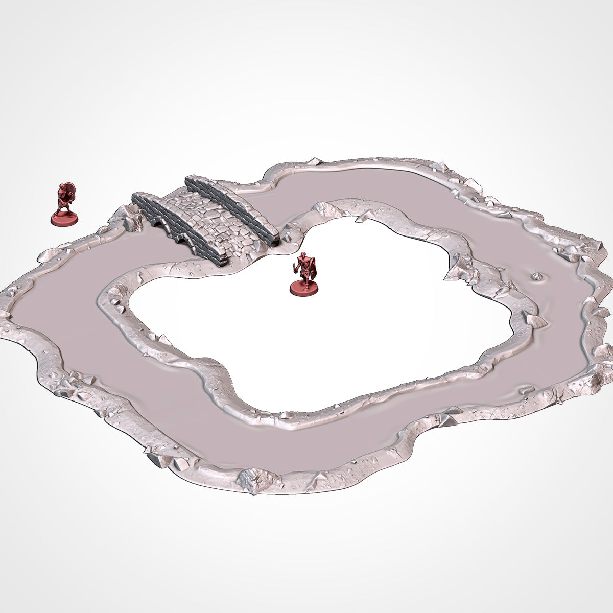 River lake terrain piece with a stone bridge crossing
