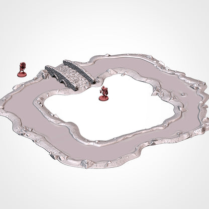 River lake terrain piece with a stone bridge crossing