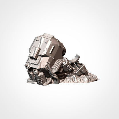 Walker 1: alternate angle, walker wreck nose-down in the rubble (Txarli Factory render).