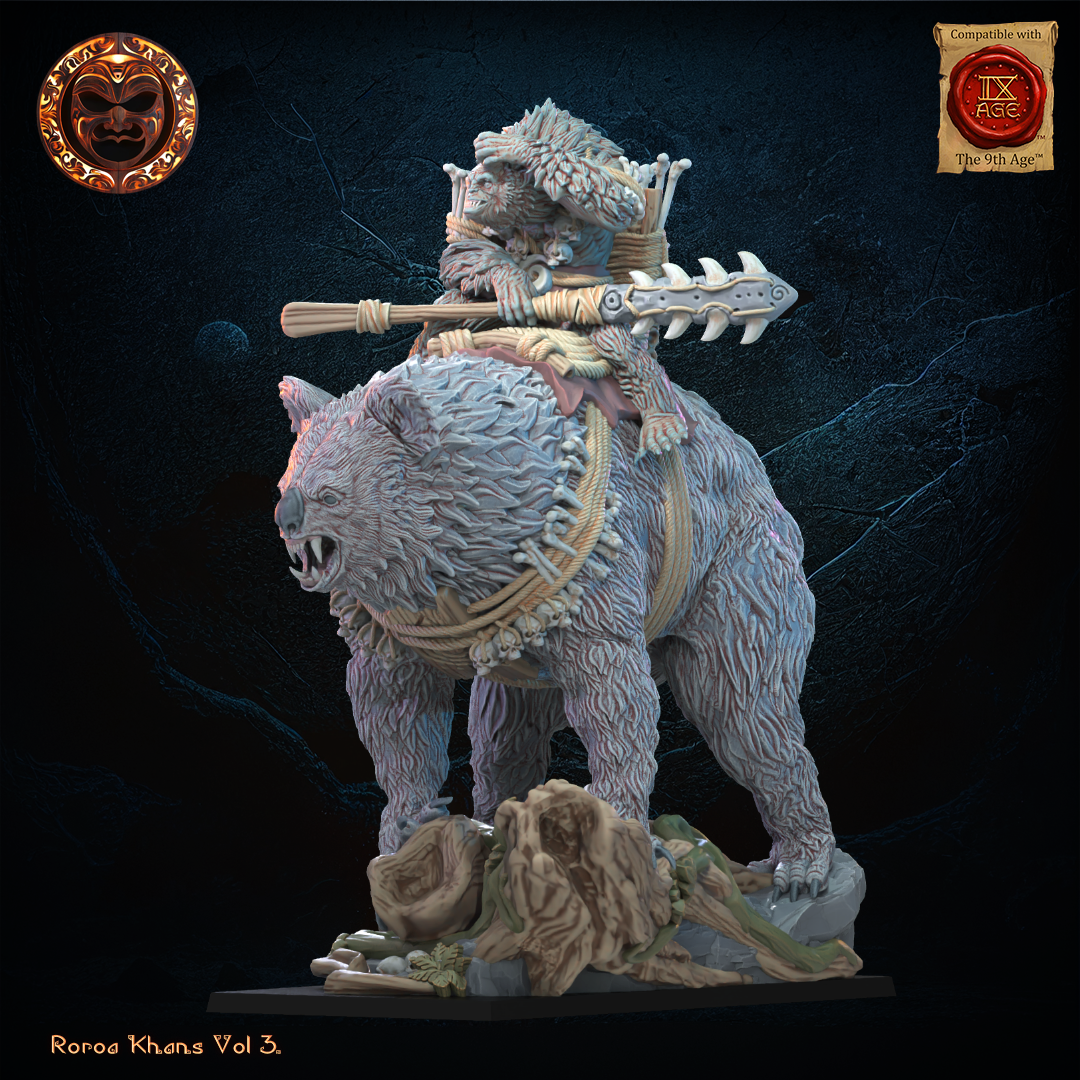 Maero Hero on Drop Bear | Roroa Khans | Lost Kingdom Miniatures