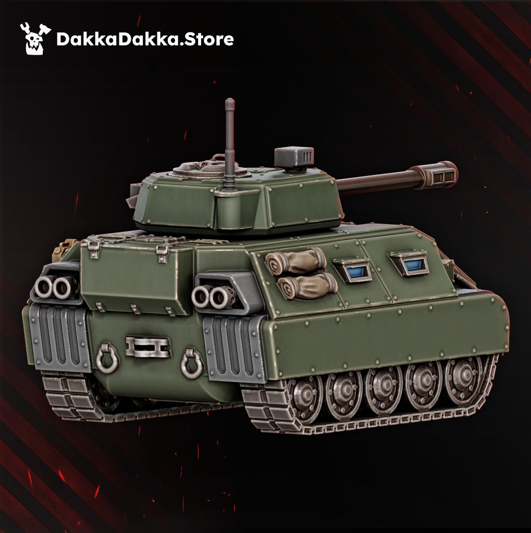 Saber WAV S-6 rear three quarter view, tracked sci-fi light tank, 32mm resin miniature