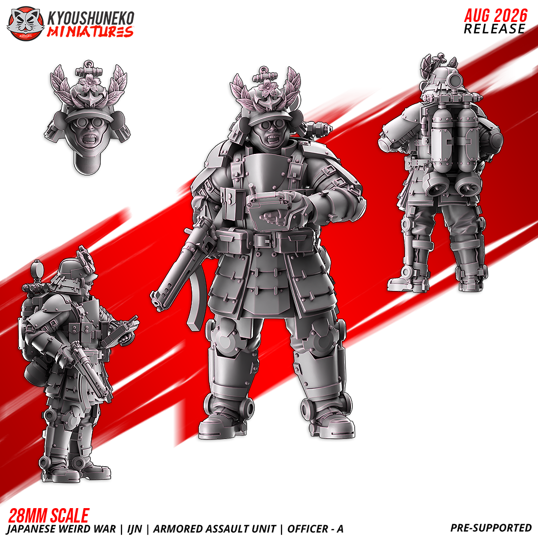 IJN Armored Assault officer giving a command gesture in dome-helmet armor