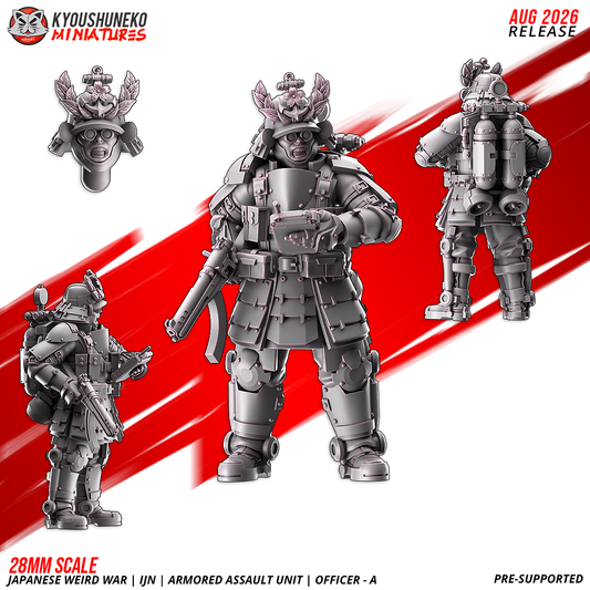 IJN Armored Assault officer giving a command gesture in dome-helmet armor