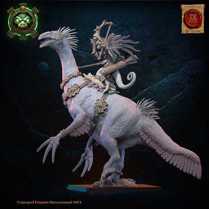 Kuaxotl Heroine on Istetlueyak | Saurian Ancients | Lost Kingdom Miniatures