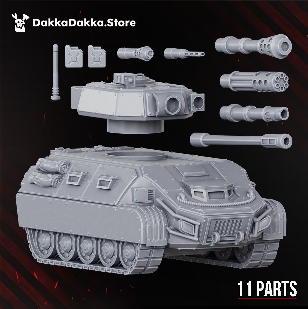 Saber WAV S-6 kit parts, hull, turret, four main gun barrels, antenna and fuel canisters, 32mm resin tank