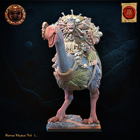Roroa Ariki on Dromornis | Roroa Khans | Lost Kingdom Miniatures