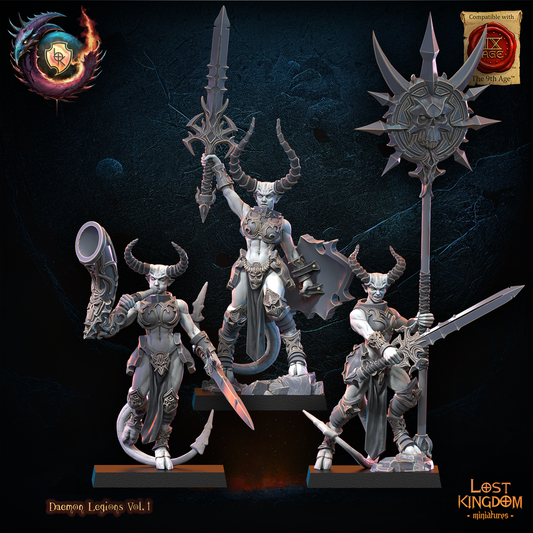 Succubi Warriors Command Group | Daemon Legions | Lost Kingdom Miniatures