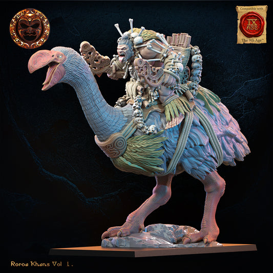Roroa Ariki on Dromornis | Roroa Khans | Lost Kingdom Miniatures