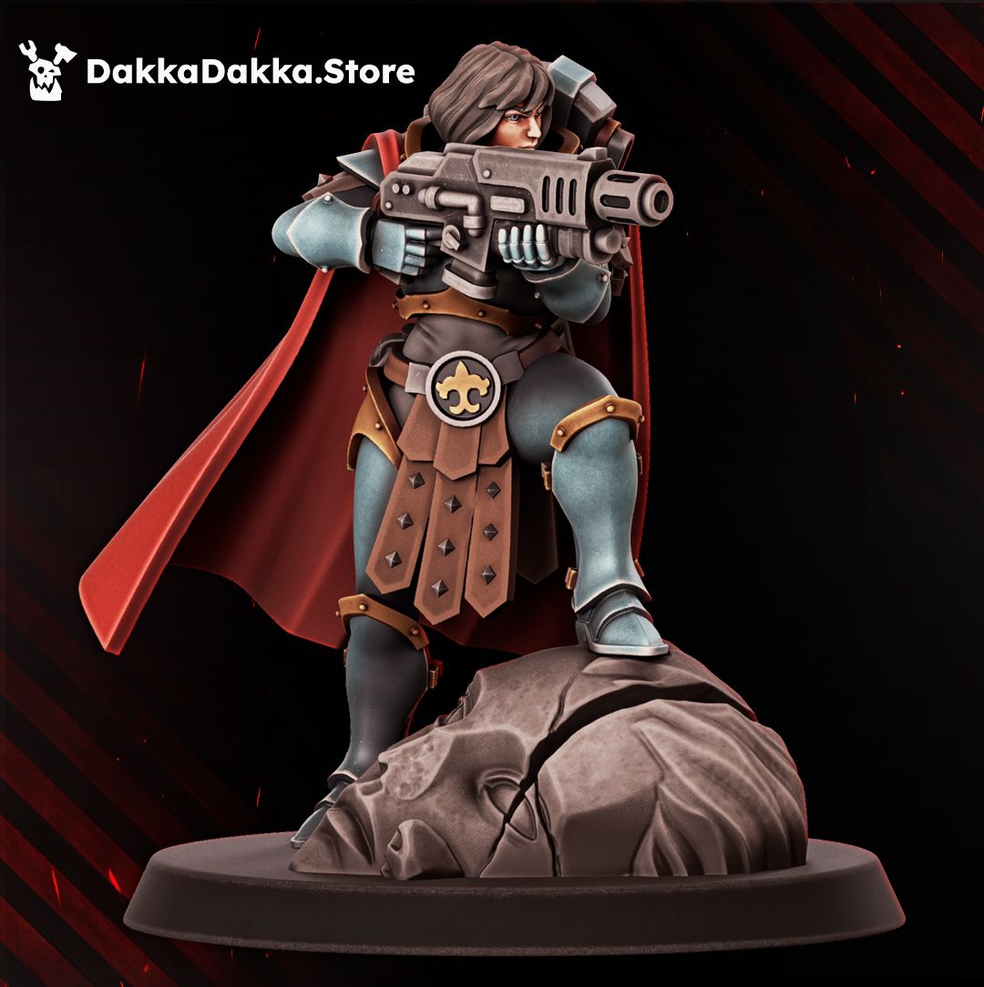 Bellatrix sister with bolt pistol, female battle sister 32mm resin miniature