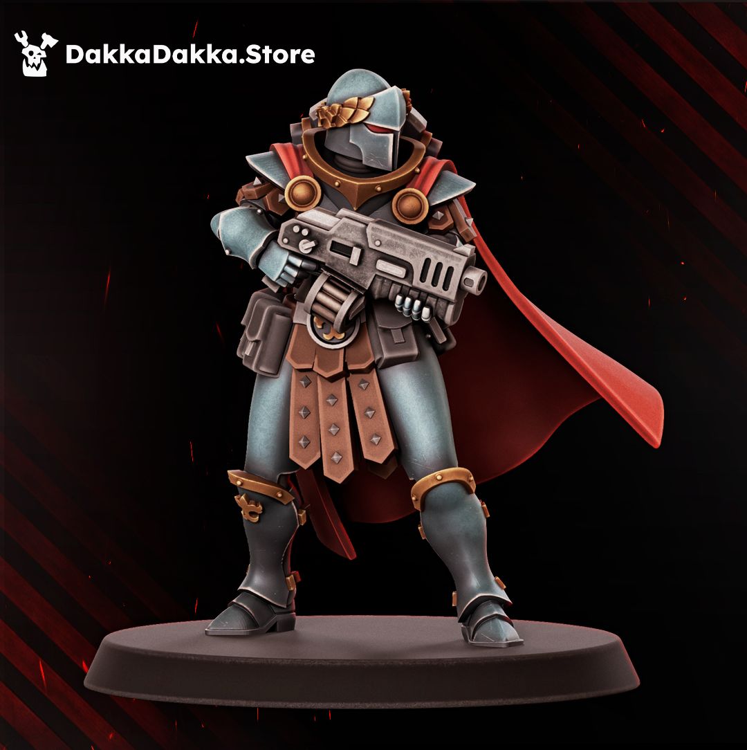Bellatrix sister advancing with boltgun, 32mm resin battle sister miniature