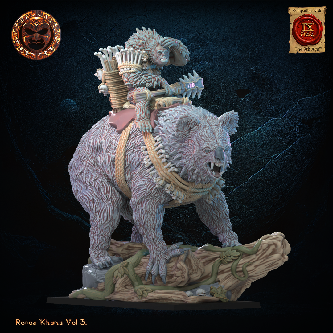 Maero Hero on Drop Bear | Roroa Khans | Lost Kingdom Miniatures