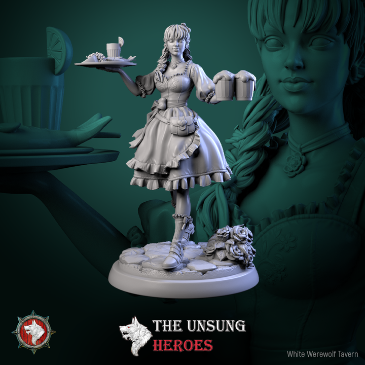 Alehouse Maid | The Unsung Heroes | 75 mm scaled model | White Werewolf Tavern