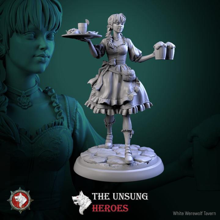 Alehouse Maid | The Unsung Heroes | 75 mm scaled model | White Werewolf Tavern