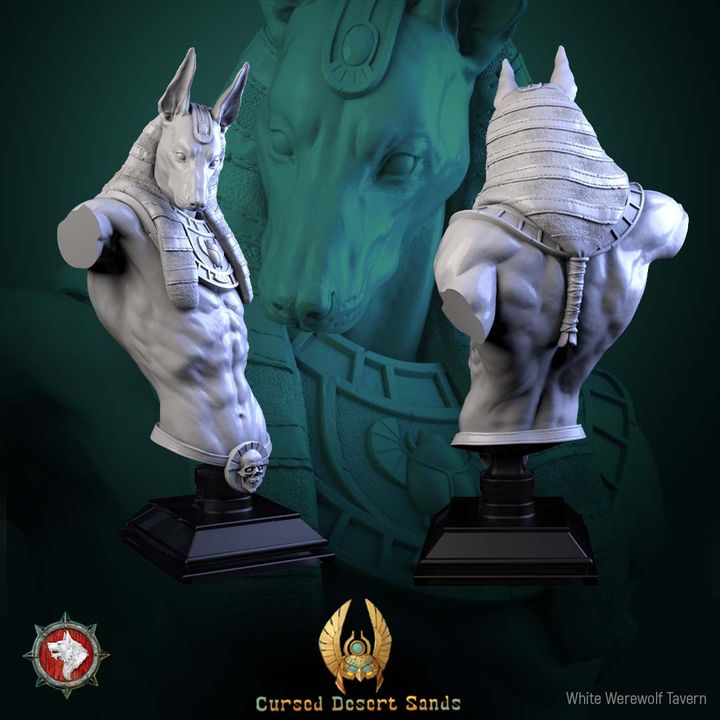 Anhotek, Jackal of the Black Gate - Bust | Cursed Desert Sands | White Werewolf Tavern