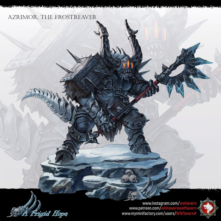 Azrimor The Frostreaver - heroic miniature | A Frigid Hope | 75 mm scaled model | White Werewolf Tavern