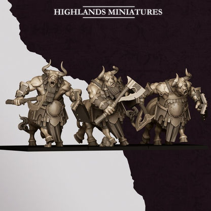 Marduk Minotaurs – Command Group | Sons of Marduk | Highlands Miniatures