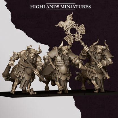 Marduk Minotaurs – Command Group | Sons of Marduk | Highlands Miniatures