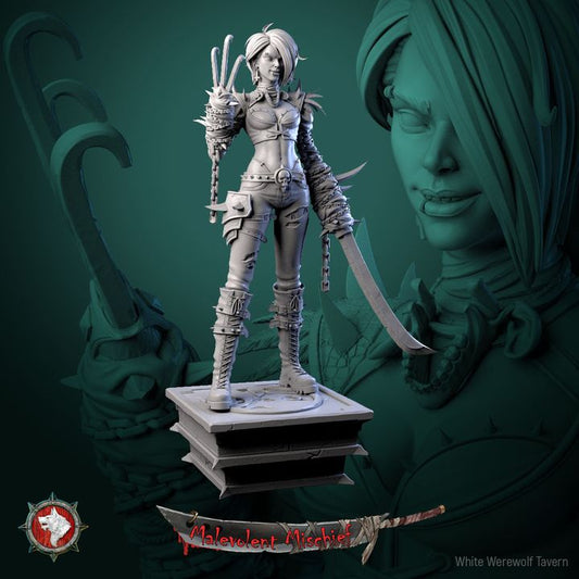 The Crimson Huntress Kali | Malevolent Mischief | 75 mm scaled model | White Werewolf Tavern