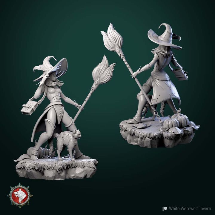 Witch with Cat and Pumpkins | Halloween | White Werewolf Tavern