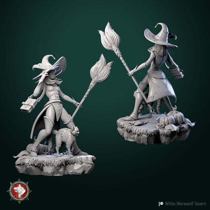 Witch with Cat and Pumpkins | Halloween | White Werewolf Tavern