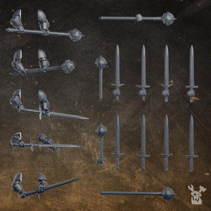 Black Gryphons melee weapons: one and two handed swords and maces, 28-32mm resin bits
