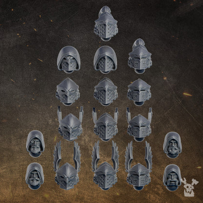 Black Gryphons core set helmet and head bits, 28-32mm sci-fi resin kitbash parts by Dakka Dakka