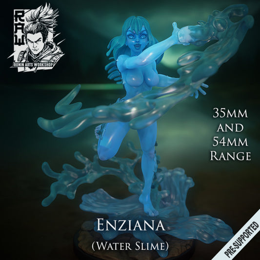 Enziana , the Water Slime Girl | Ronin Arts Workshop | 28mm-120mm Scale | Resin 3D Printed Miniature