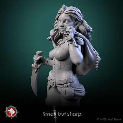Halfling Thief | Small But Sharp | 75mm scale model | White Werewolf Tavern