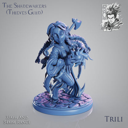 Trili the Crackling Specter | The Shadewalkers | 28mm-120mm Scale | Resin 3D Printed Miniature | Ronin Arts Workshop