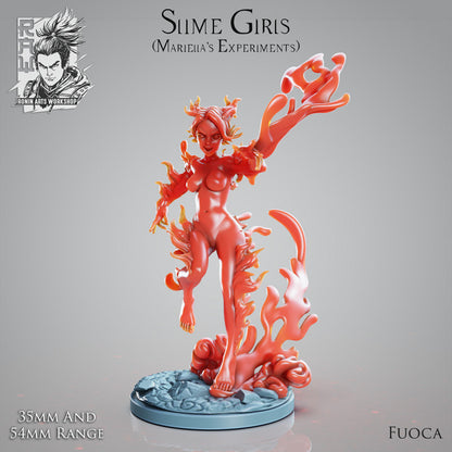 Fuoca, the Fire Slime Girl | Ronin Arts Workshop | 28mm-120mm Scale | Resin 3D Printed Miniature